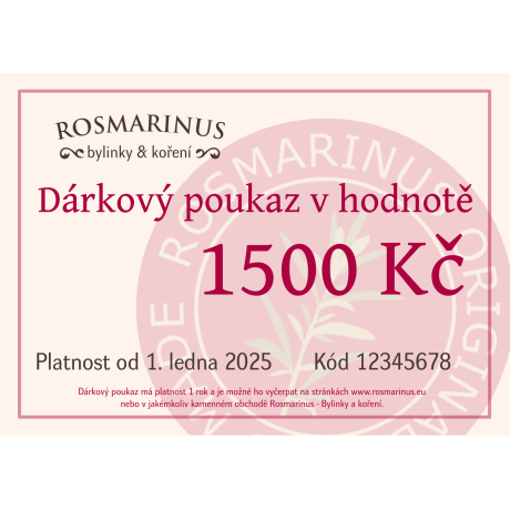 Dárkový poukaz 1500Kč (elektronicky) [product.brand] 1 - Rosmarinus (koreni-krumlov.cz / platce DPH) 
